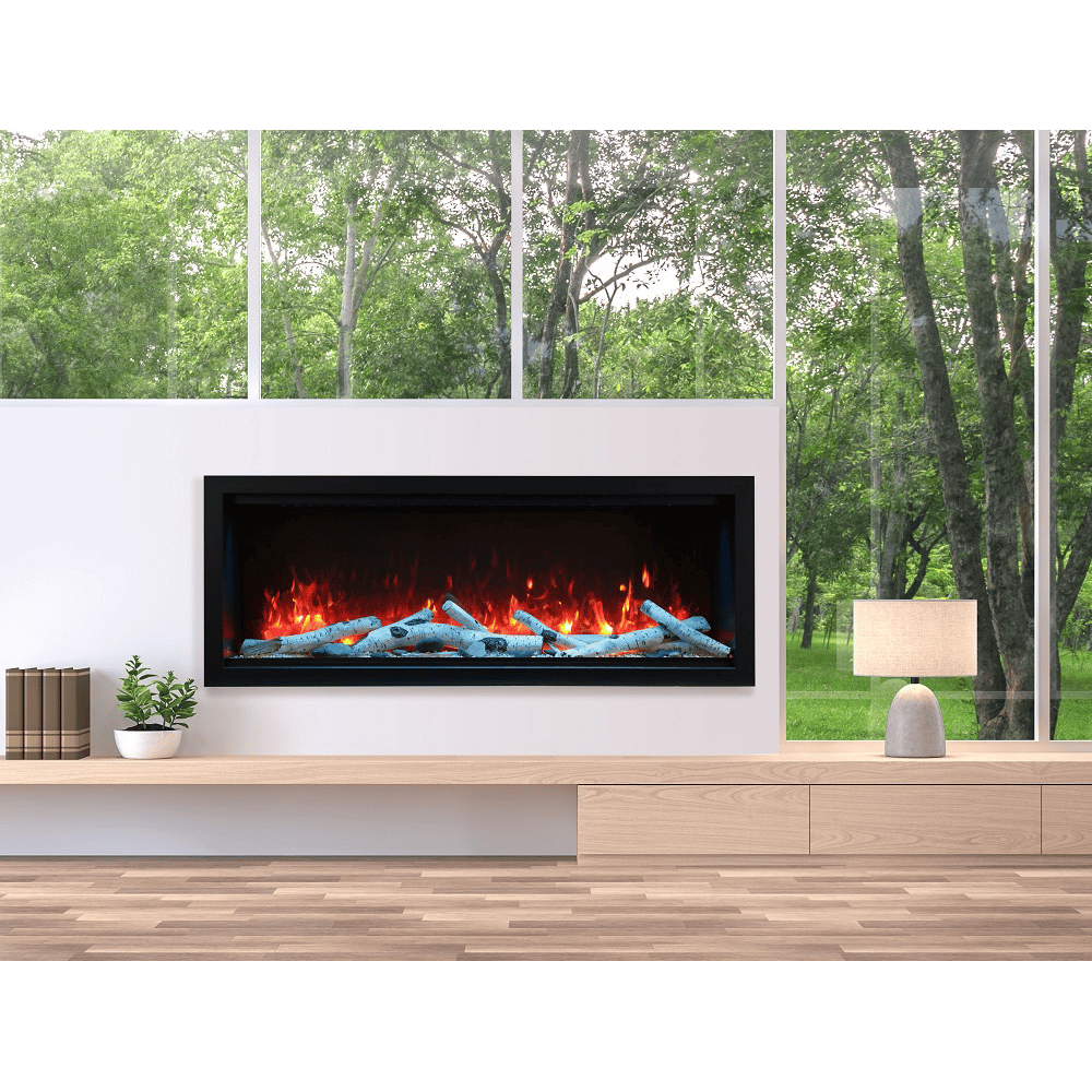 Amantii 60 Inch Symmetry Bespoke Indoor/Outdoor Built-In Electric Fireplace Attached