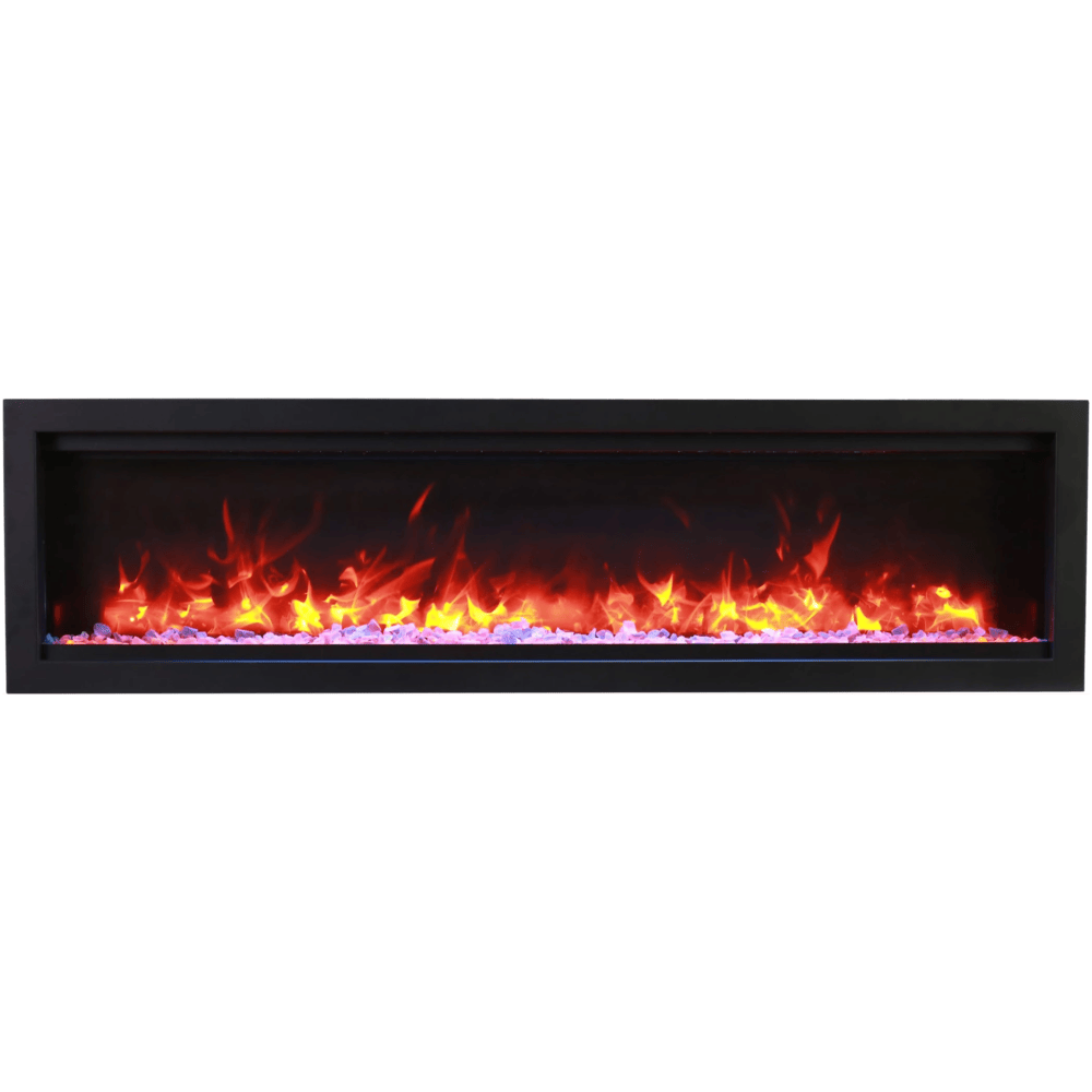 Amantii 60 Inch Symmetry Lumina Indoor/Outdoor Built-In Smart Electric Fireplace Glass Orange