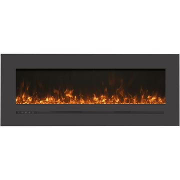 Amantii 72 Inch Linear Wall Mount/Flush Mount Electric Fireplace with Steel Surround and Glass Media Glass Orange