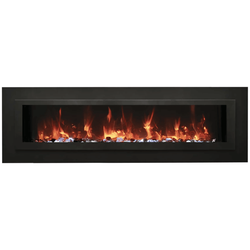 Amantii 72 Inch Linear Wall Mount/Flush Mount Electric Fireplace with Steel Surround and Glass Media Yellow Front