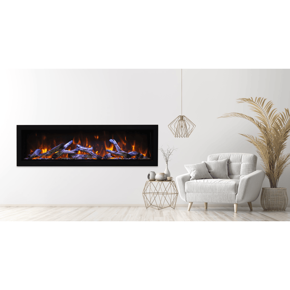 Amantii 72 Inch Panorama Deep Extra Tall Full View Indoor/Outdoor Smart Electric Fireplace Attached
