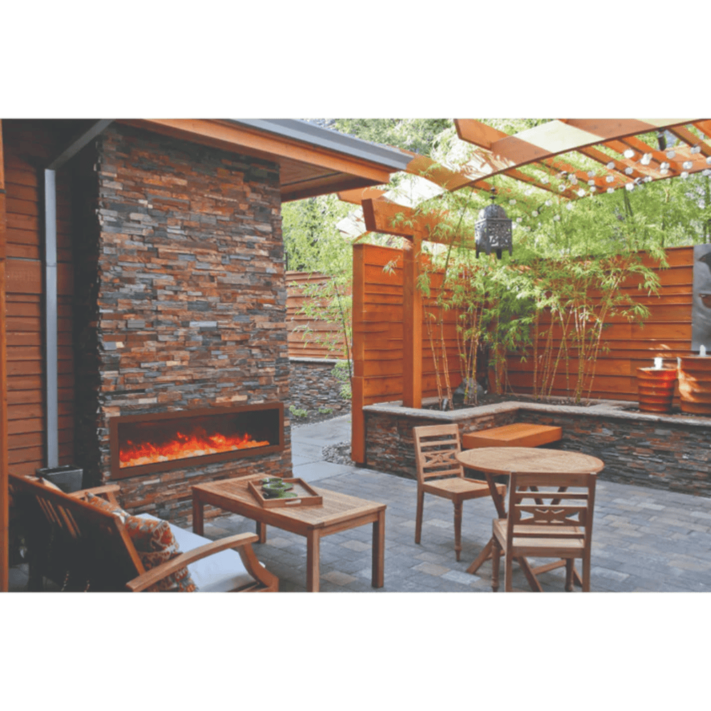 Amantii 72 Inch Panorama Deep Full View Indoor/Outdoor Smart Electric Fireplace Attached