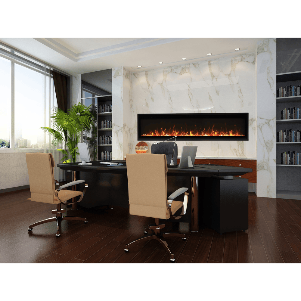 Amantii 72 Inch Panorama Slim Full View Indoor/Outdoor Smart Electric Fireplace Attached