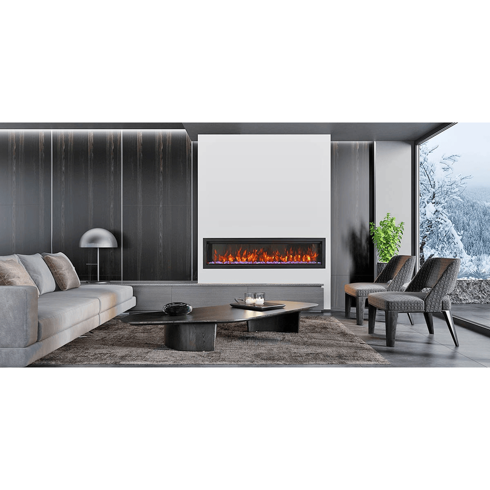 Amantii 74 Inch Symmetry Bespoke Extra Tall Indoor/Outdoor Built-In Electric Fireplace Attached