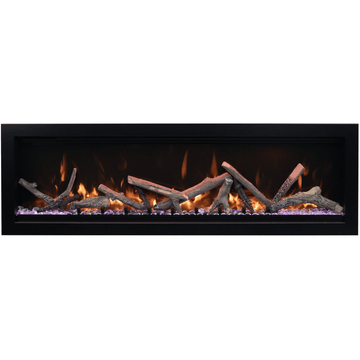 Amantii 74 Inch Symmetry Lumina Indoor/Outdoor Built-In Smart Electric Fireplace Oak