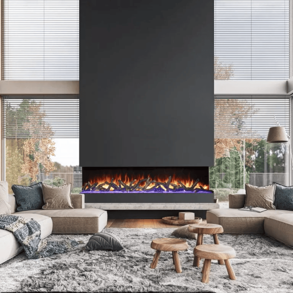 Amantii 85 Inch TruView Indoor/Outdoor Bespoke Electric Fireplace Attached