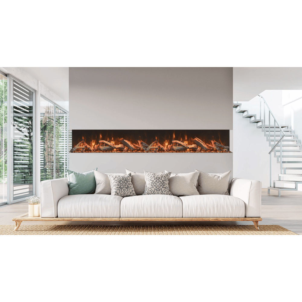 Amantii 85 Inch TruView Indoor/Outdoor Bespoke Electric Fireplace Attached Indoor