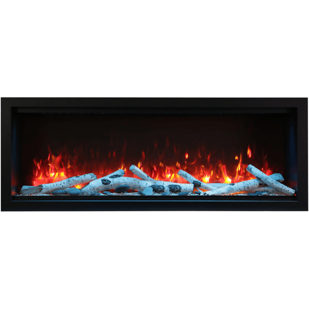 Amantii 88 Inch Symmetry Extra Tall Indoor/Outdoor Smart Electric Fireplace Mold O Birch