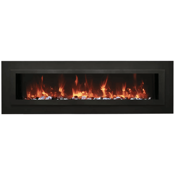 Amantii 88 Inch Linear Wall Mount/Flush Mount Electric Fireplace with Steel Surround and Glass Media ellow Front