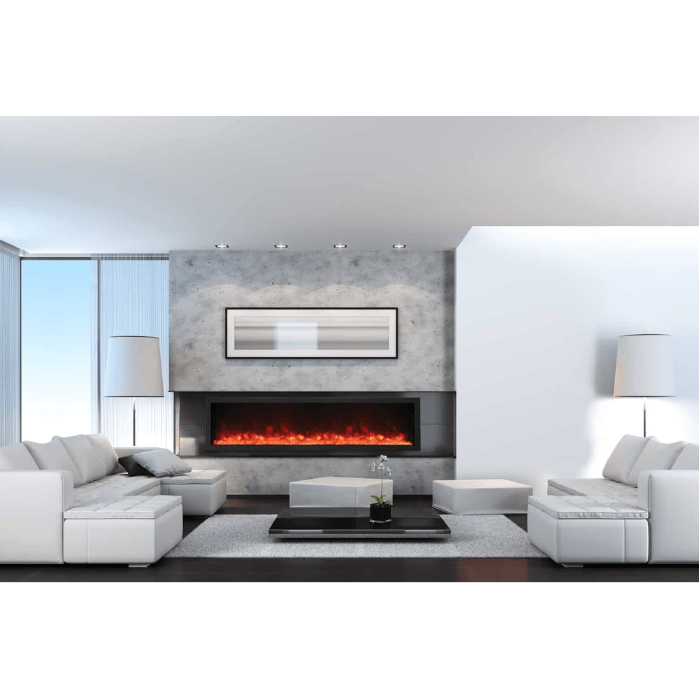 Amantii 88 Inch Panorama Deep Extra Tall Full View Indoor/Outdoor Smart Electric Fireplace Atached