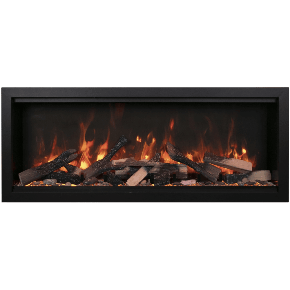 Amantii 88 Inch Symmetry Extra Tall Indoor/Outdoor Smart Electric Fireplace Split Yellow