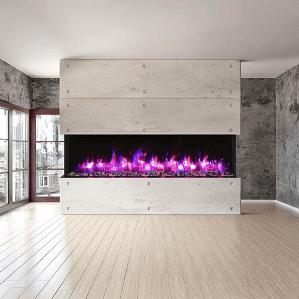 Amantii 88 Inch Tru View Extra Tall Lumina Indoor/Outdoor Smart Electric Fireplace Attached