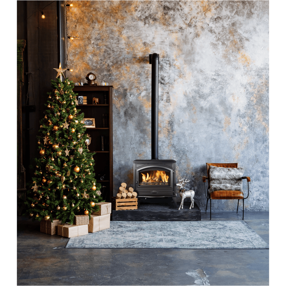 Amantii Lynwood W76 Cast Iron Freestanding Wood Burning Stove Christmas