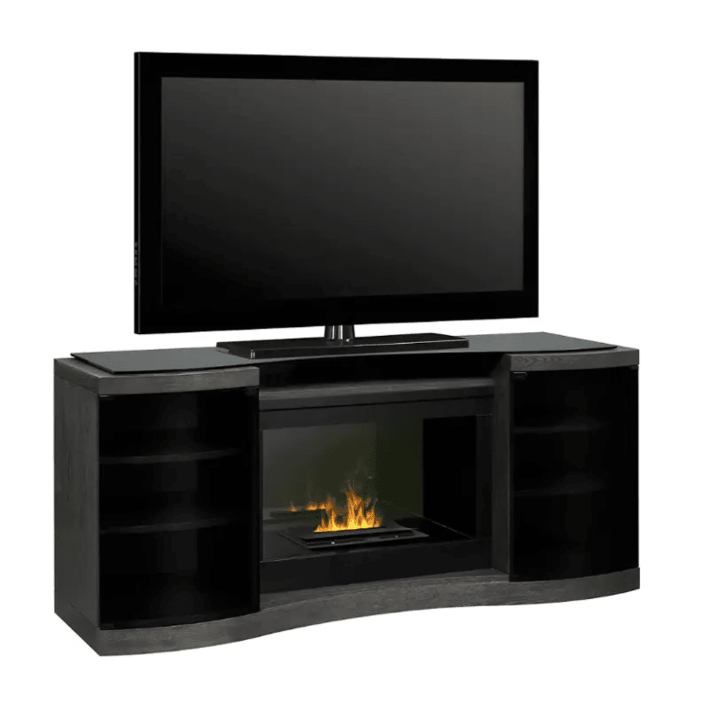 Dimplex Quintus Opti-Myst Cassette Silver Charcoal Mantel Media Console Front View