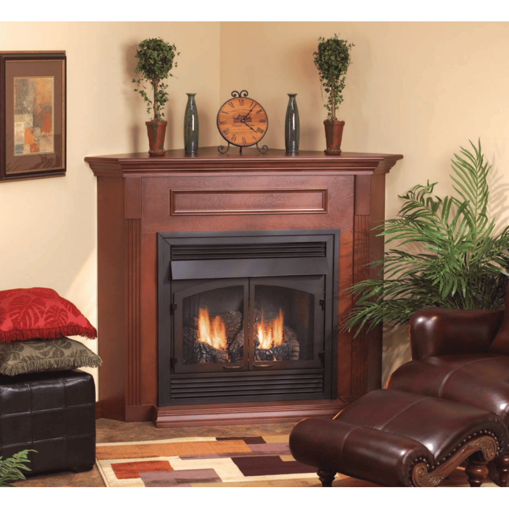 Empire 24 Inch Corner Cabinet Mantel with Base Attached
