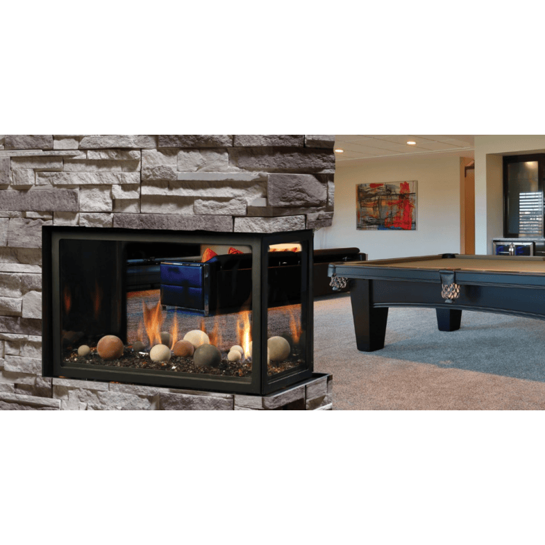 Kingsman MCVP42 43 Inch Clean View Peninsula Direct Vent Gas Fireplace in Millivolt Ignition Attched