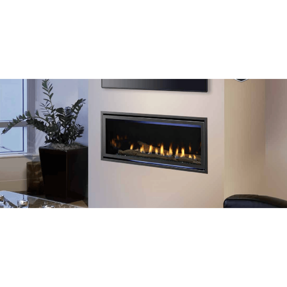 Majestic 32 Inch Jade Linear Contemporary Direct Vent Natural Gas Fireplace with IntelliFire Touch Ignition System Attached