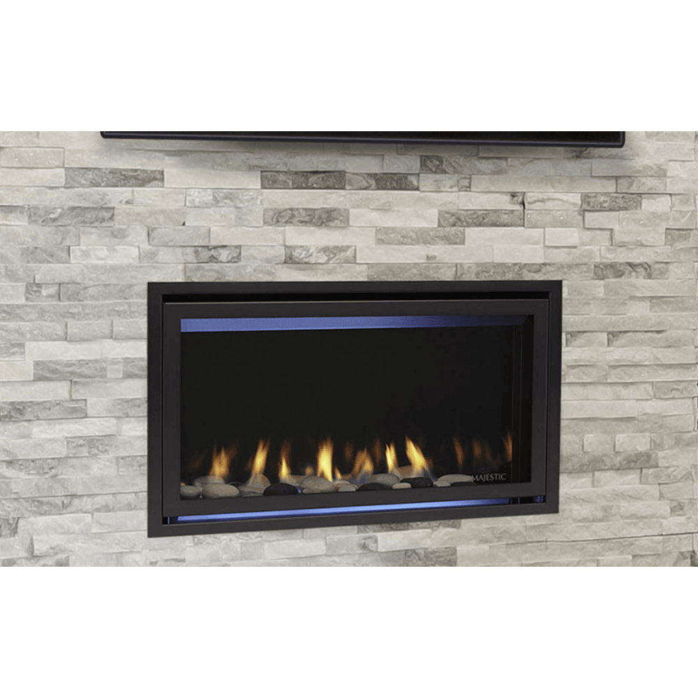 Majestic 32 Inch Jade Linear Contemporary Direct Vent Natural Gas Fireplace with IntelliFire Touch Ignition System Attached