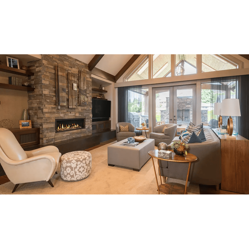 Majestic 72 Inch Echelon II Linear Single View Contemporary Direct Vent Natural Gas Fireplace with IntelliFire Touch Ignition System Attached