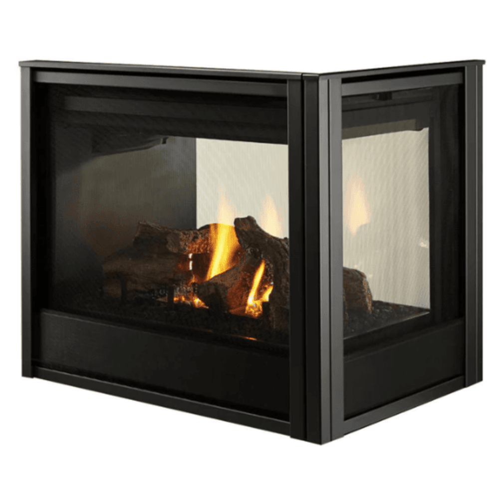 Majestic Pier 36 Inch Peninsula Multi-Sided Top/Rear Direct Vent Natural Gas Fireplace with IntelliFire Touch Ignition System Side