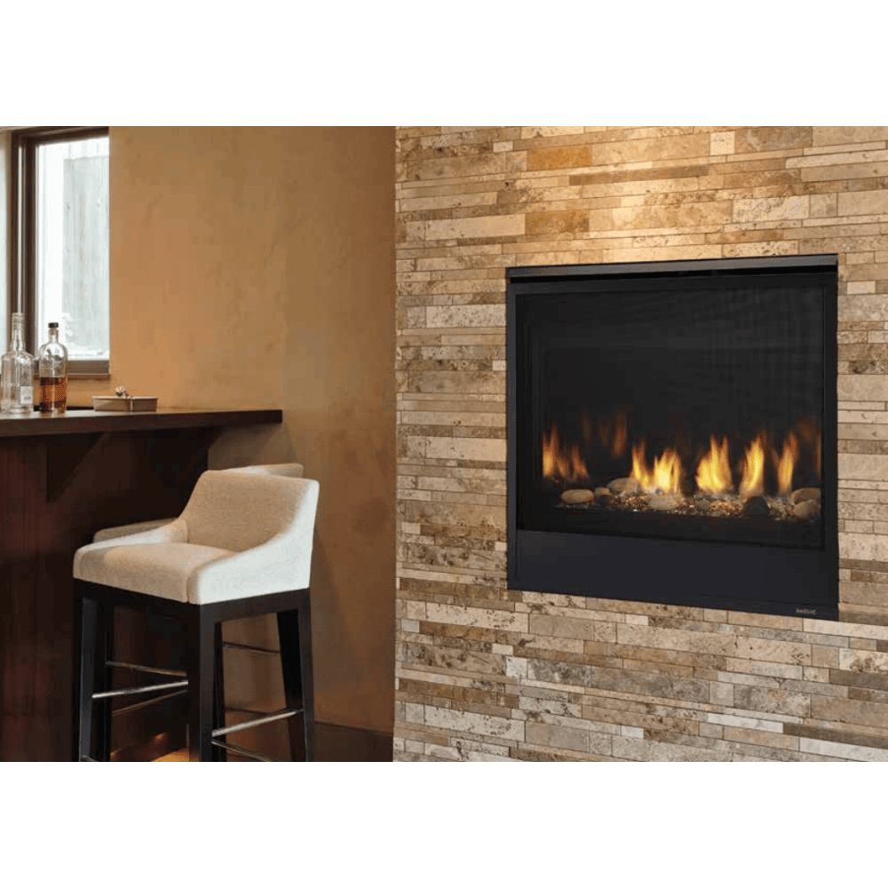 Majestic Quartz 36 Inch Top/Rear Direct Vent Gas Fireplace with IntelliFire Touch Ignition System Attached