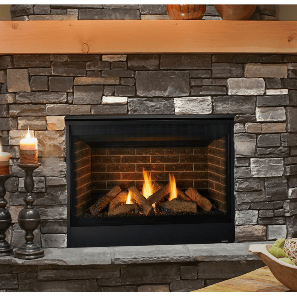 Majestic Quartz 42 Inch Top/Rear Direct Vent Gas Fireplace with IntelliFire Touch Ignition System Atatched