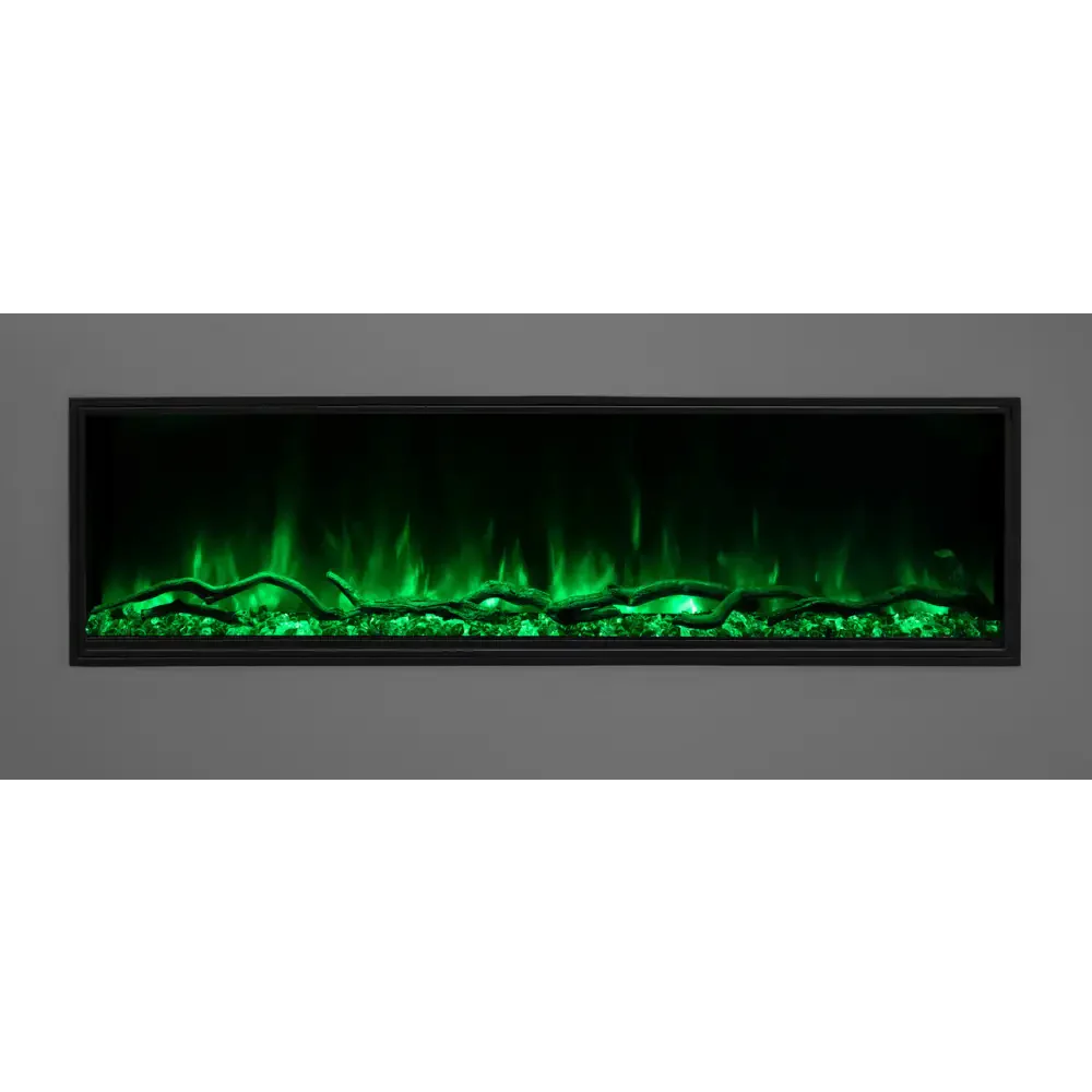 Modern Flames 68 Inch Landscape Pro Slim Built In Electric Fireplace Green Flame