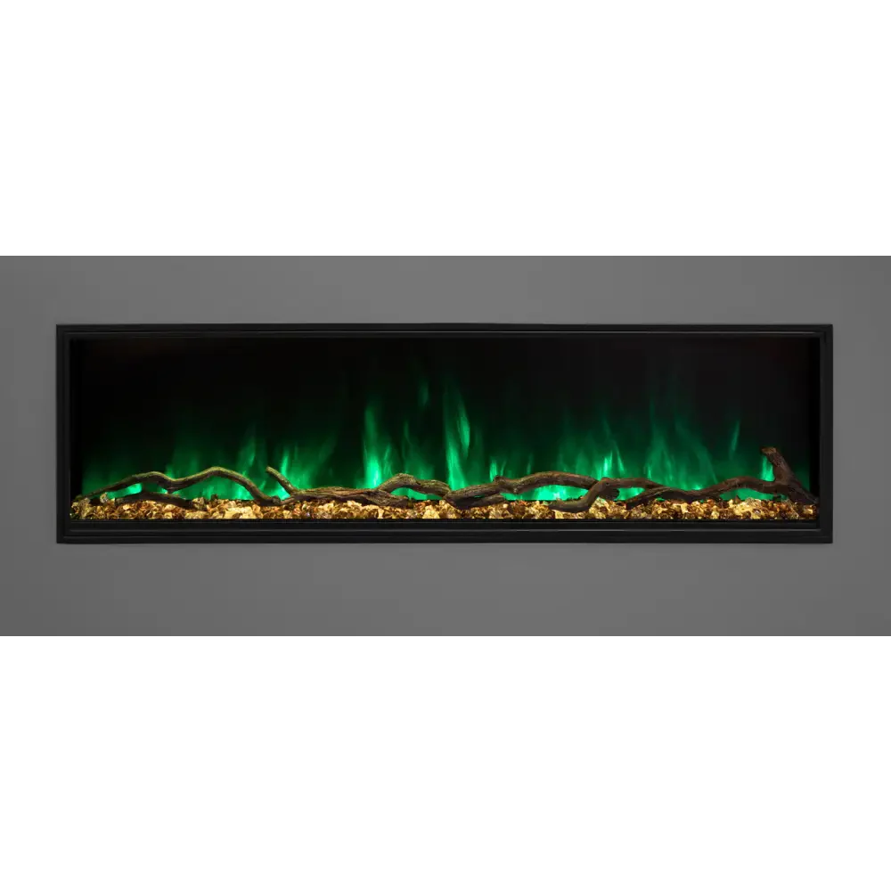 Modern Flames 68 Inch Landscape Pro Slim Built In Electric Fireplace Green Flame