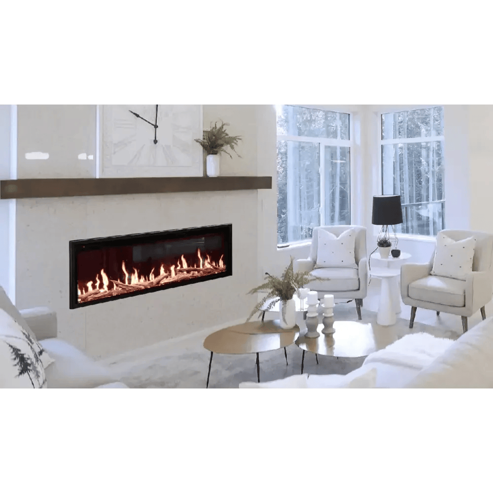 Modern Flames 76 Inch Orion Slim HelioVision Linear Electric Fireplace Attached