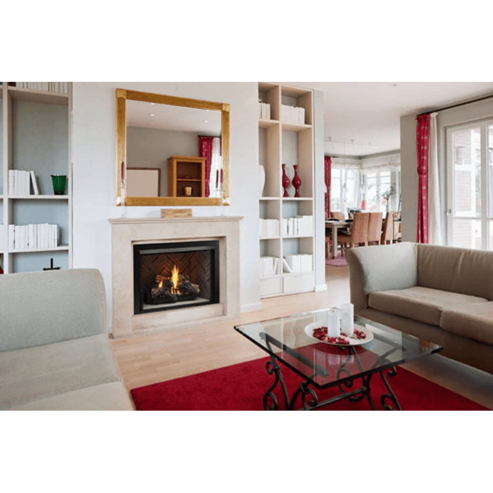 Monessen Lo-Rider 42 Inch LCUF Clean Face Vent Free Gas Firebox with Multitonal Gray Panels Attached