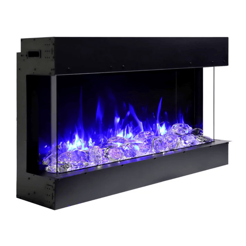 Remii 30 Inch BAY-SLIM Series 3 Sided Electric Fireplace Side View Blue Flame