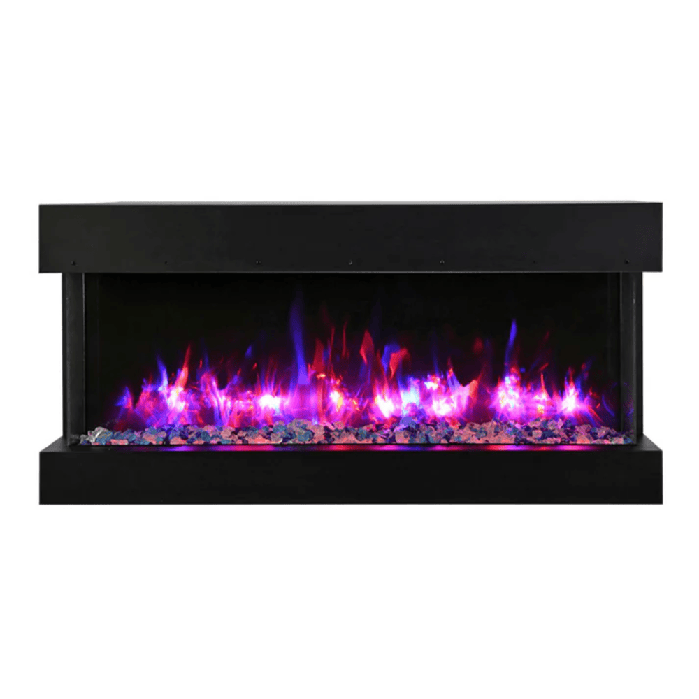 Remii 30 Inch BAY-SLIM Series 3 Sided Electric Fireplace Front Vew Purple & Blue