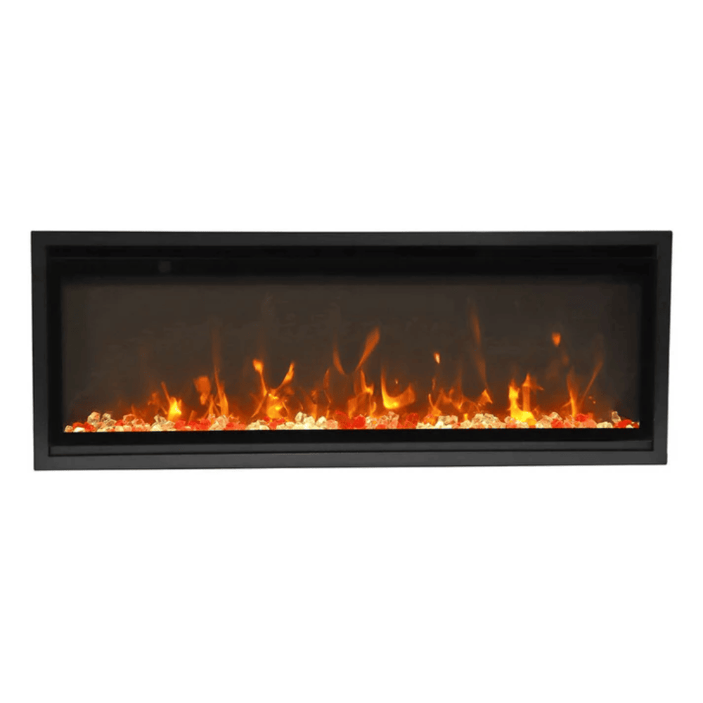 Remii 45 Inch Extra Slim Indoor Electric Fireplace with Black Steel Surround Front View