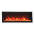 Remii 45 Inch Deep Indoor/Outdoor Built-In Electric Fireplace with Black Steel Surround Red Flame