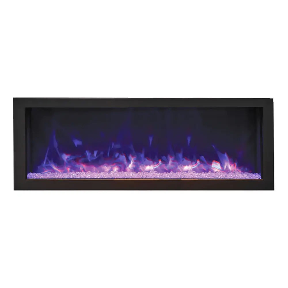 Remii 45 Inch Deep Indoor/Outdoor Built-In Electric Fireplace with Black Steel Surround Blue/Purple Flame