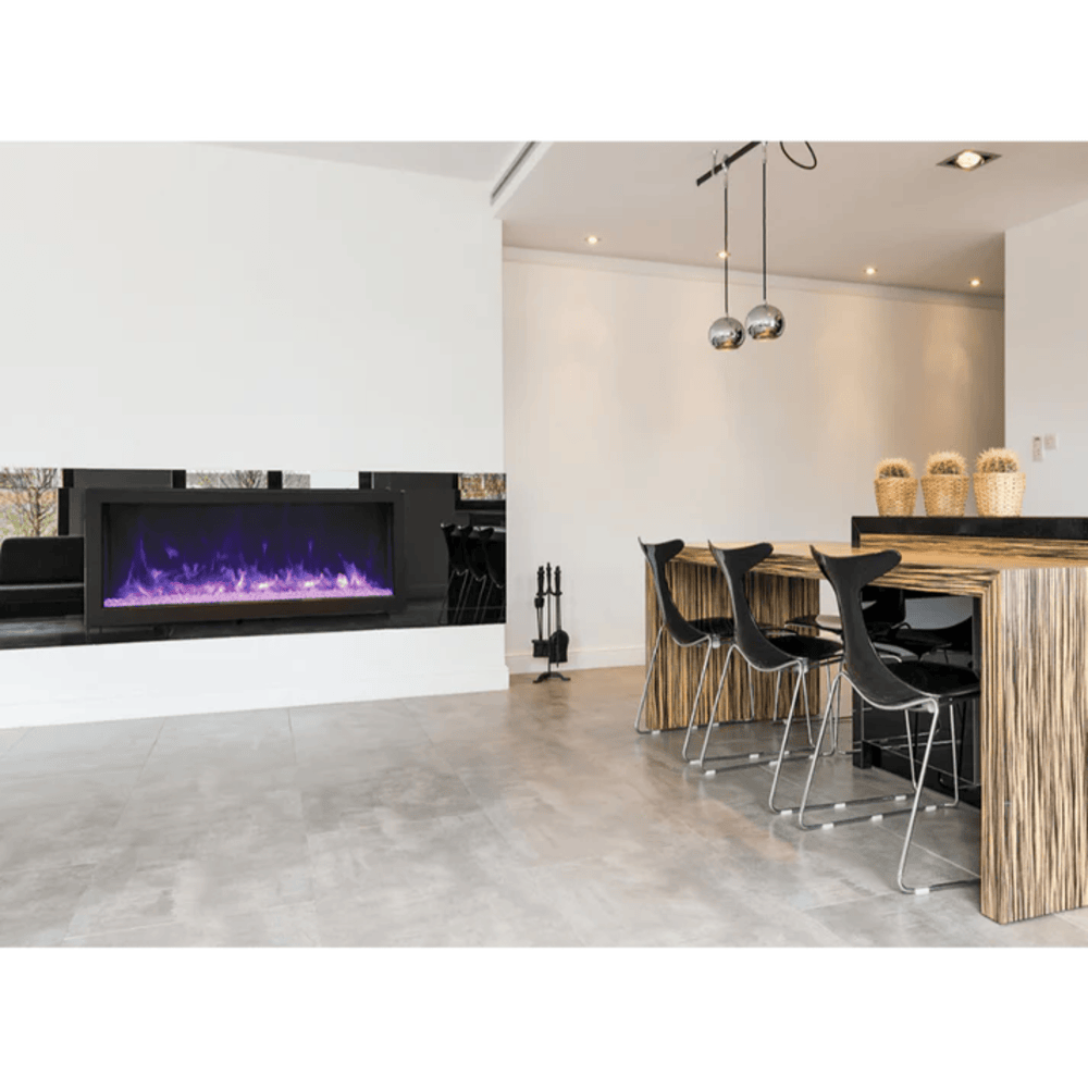 Remii 45 Inch Deep Indoor/Outdoor Built-In Electric Fireplace with Black Steel Surround Indoor