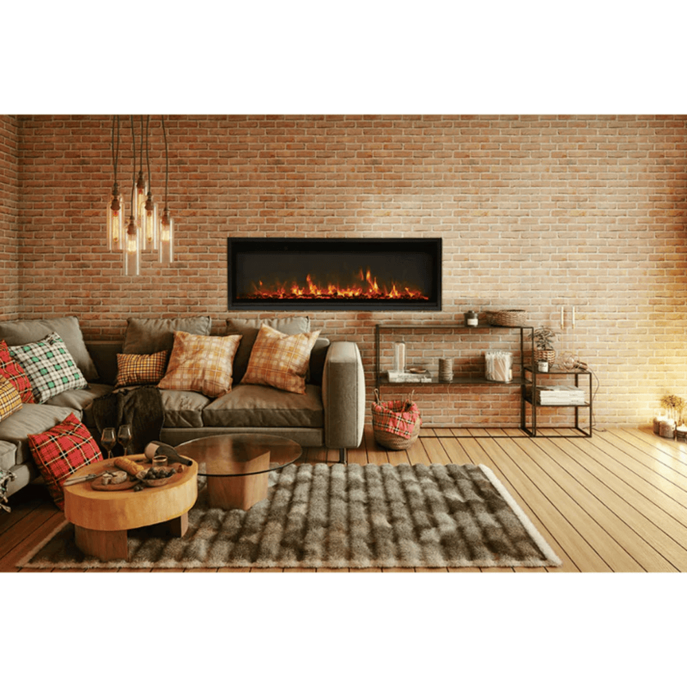 Remii 45 Inch Extra Slim Indoor Electric Fireplace with Black Steel Surround Attahced 2