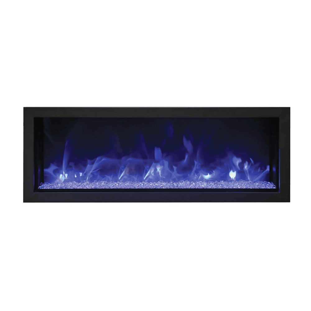 Remii 45 Inch Extra Slim Indoor/Outdoor Built-In Electric Fireplace with Black Steel Surround Blue Flame