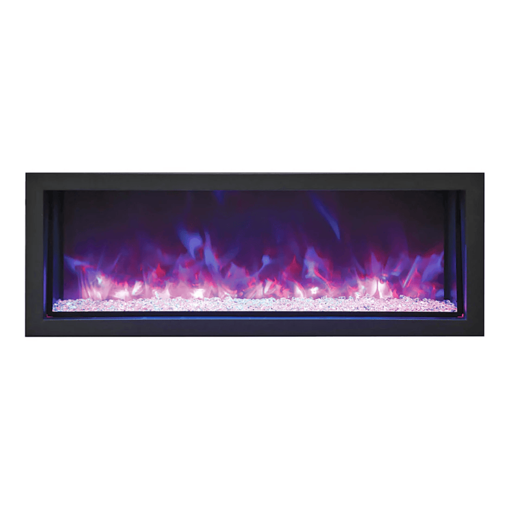 Remii 45 Inch Extra Slim Indoor/Outdoor Built-In Electric Fireplace with Black Steel Surround Flame