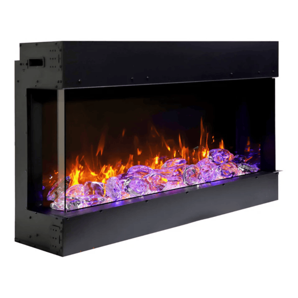 Remii 50 Inch BAY-SLIM Series 3 Sided Electric Fireplace Side View Red Flame