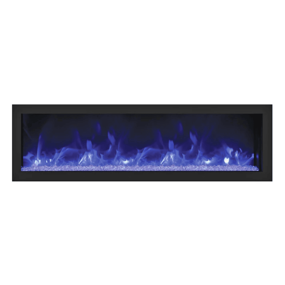 Remii 55 Inch Deep Indoor/Outdoor Built-In Electric Fireplace with Black Steel Surround Blue Flame