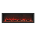 Remii 55 Inch Deep Indoor/Outdoor Built-In Electric Fireplace with Black Steel Surround Red Flame