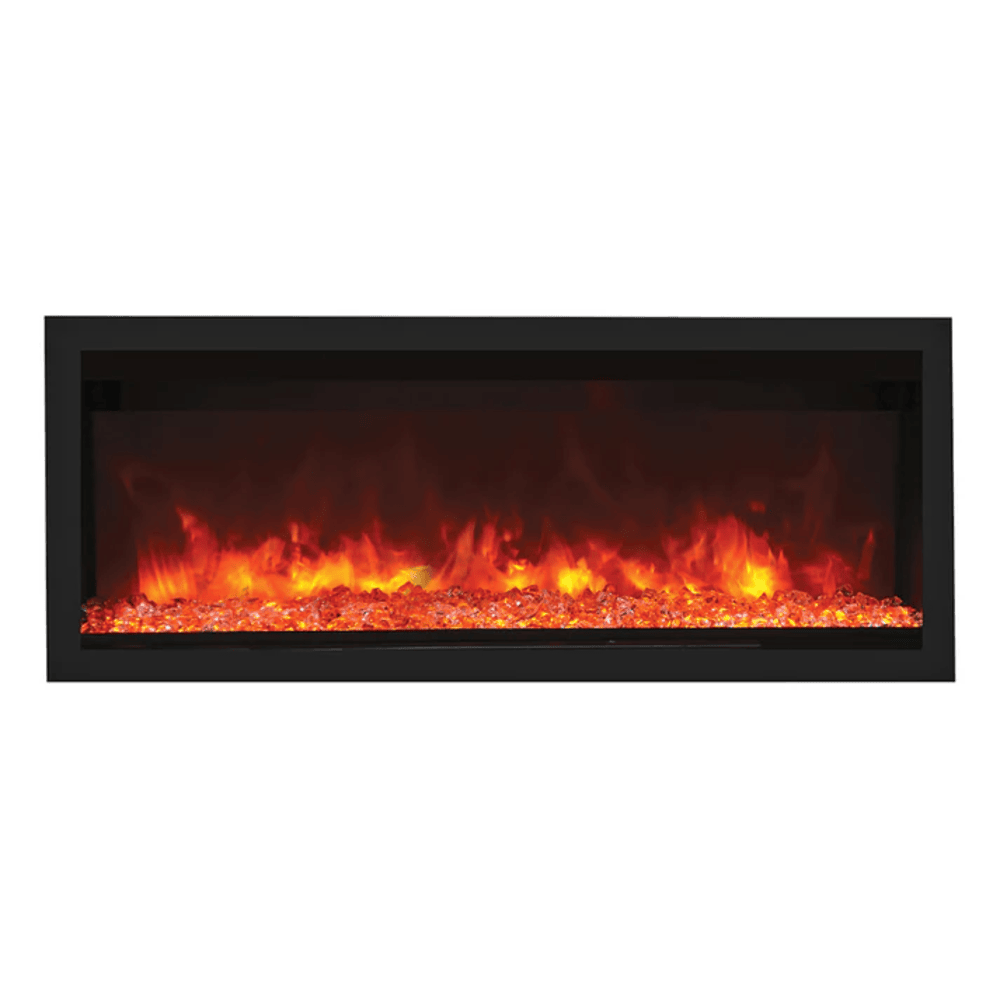 Remii 55 Inch Extra Tall Indoor/Outdoor Built-In Electric Fireplace with Black Steel Surround Red/Orange Flame