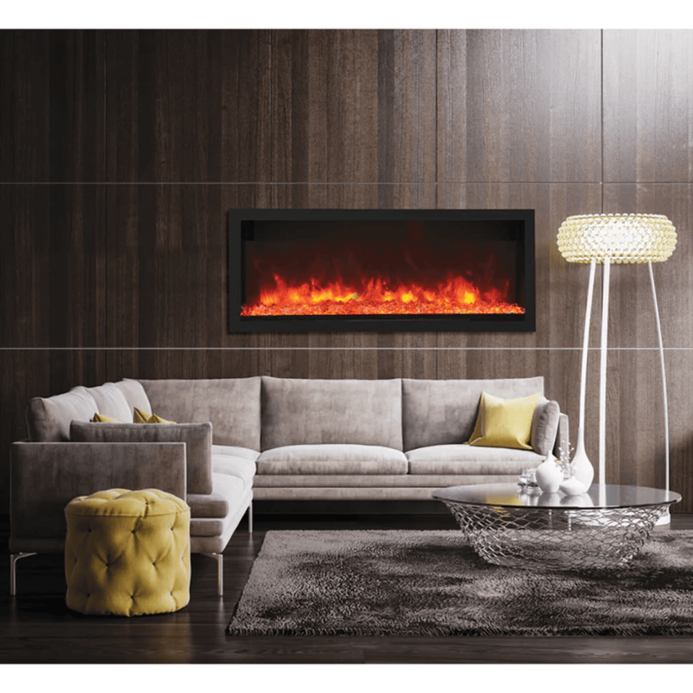 Remii 55 Inch Extra Tall Indoor/Outdoor Built-In Electric Fireplace with Black Steel Surround Attached