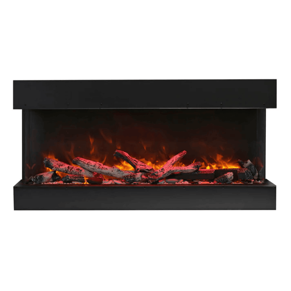 Remii 60 Inch BAY-SLIM Series 3 Sided Electric Fireplace Front View Red Flame