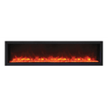 Remii 65 Inch Extra Slim Indoor/Outdoor Built-In Electric Fireplace with Black Steel Surround Red Flame
