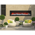 Remii 65 Inch Deep Indoor/Outdoor Built-In Electric Fireplace with Black Steel Surround Outdoor