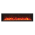 Remii 65 Inch Deep Indoor/Outdoor Built-In Electric Fireplace with Black Steel Surround Red Flame