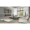 Remii 65 Inch Deep Indoor/Outdoor Built-In Electric Fireplace with Black Steel Surround Indoor
