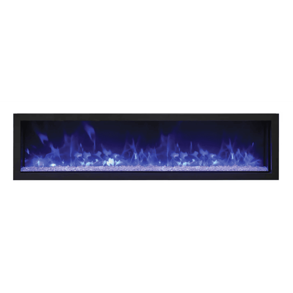 Remii 65 Inch Extra Slim Indoor/Outdoor Built-In Electric Fireplace with Black Steel Surround Blue Flame